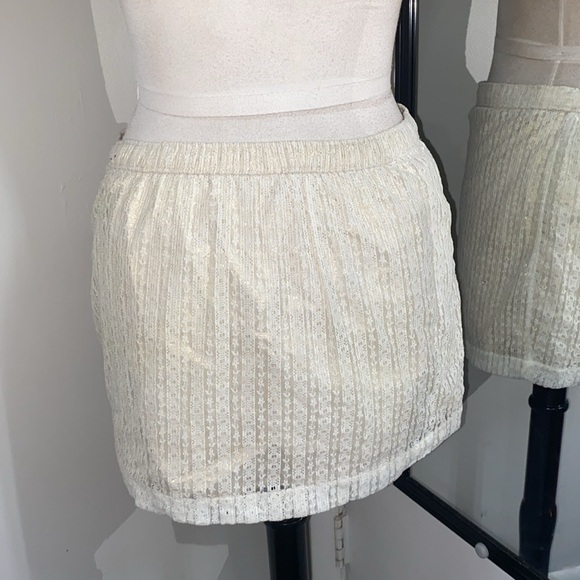 Y2K HOLLISTER METALLIC LACE MINI SKIRT WITH FOIL LINING PLUS COMFORT COTTON SLIP - Picture 4 of 11